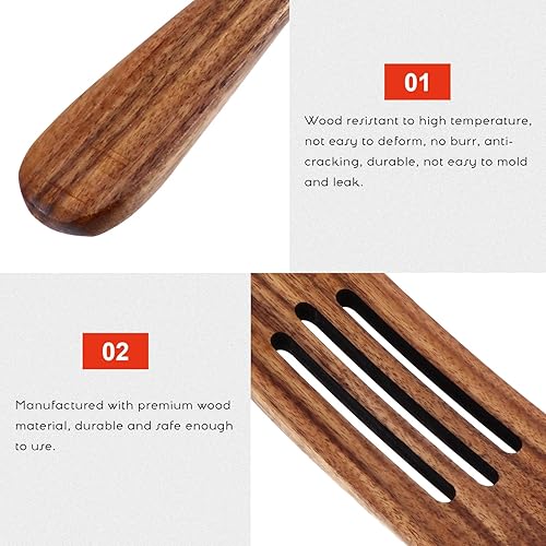 Miniatura 5 de Hemoton Espátula de madera con forma de estribo de madera, espátula de madera para revolver, utensilios de cocina de madera antiadherentes,