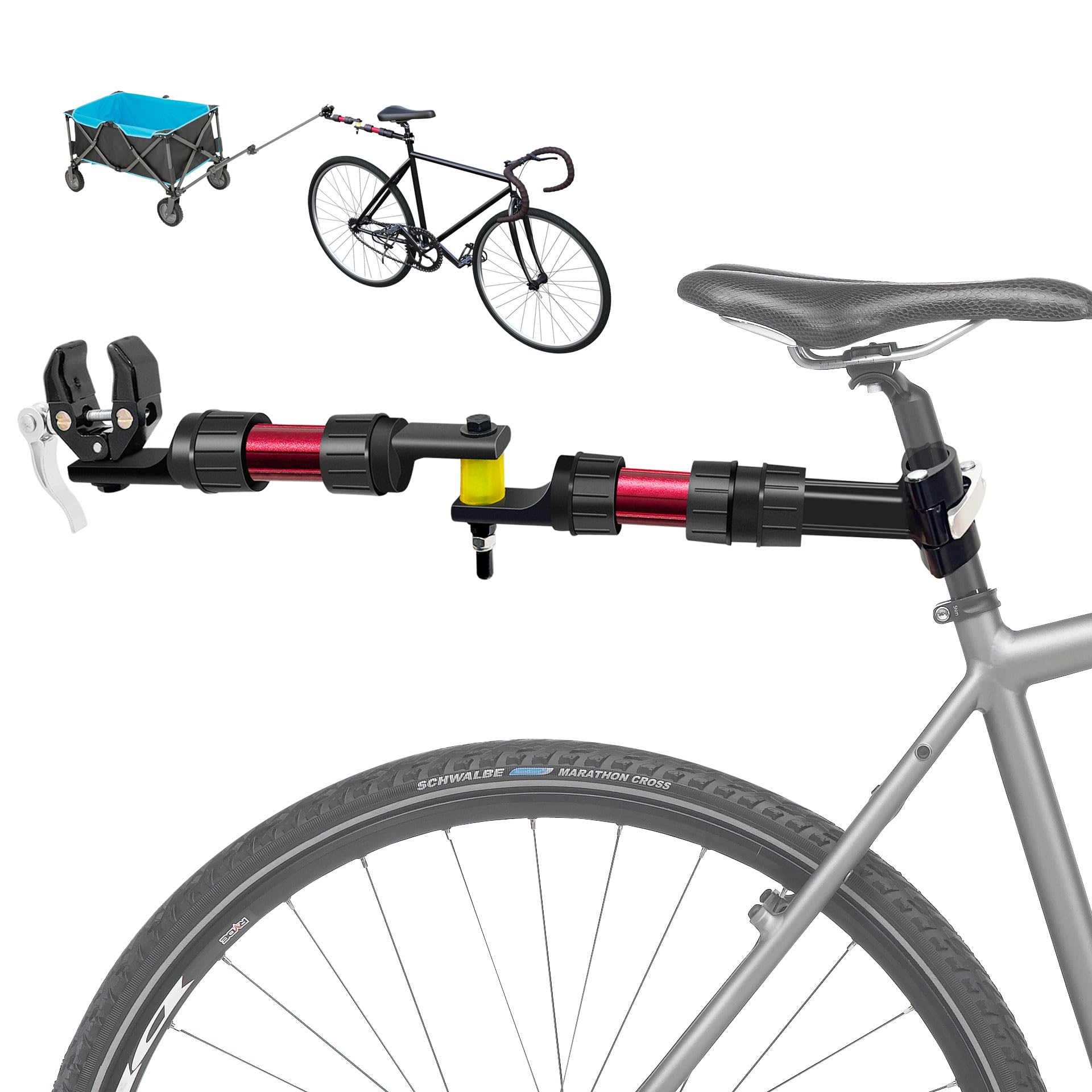 Mimoke Fahrradanhänger Kupplung aus Aluminium | Adapter für Handwagen & Transportanhänger, Schnellspanner, passend für Sattelstützen 27–32 mm