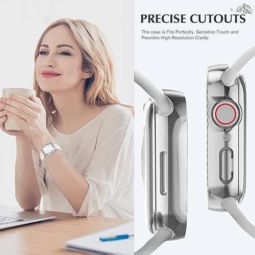 Miniatura 6 de Funda impermeable brillante 2 en 1 compatible con Apple Watch de 161 pulgadas protector de pantalla serie 87 parte delantera y trasera para mujer