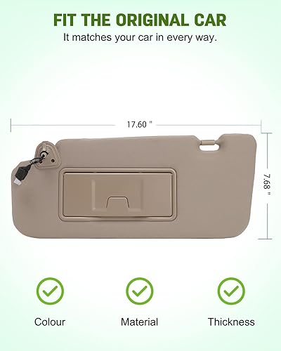 Miniatura 3 de SCITOO Conjunto de visera solar del lado izquierdo del conductor 2013 2014 2015 2016 para Nissan Murano con techo solar (beige)