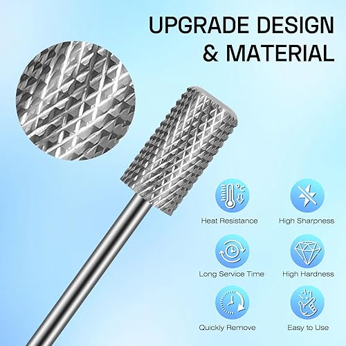 Miniatura 2 de Juego de 10 brocas de carburo para uñas broca profesional para cutícula Efile con 75 bandas de lijado pequeñas (#80#120#180) y broca de mandril de