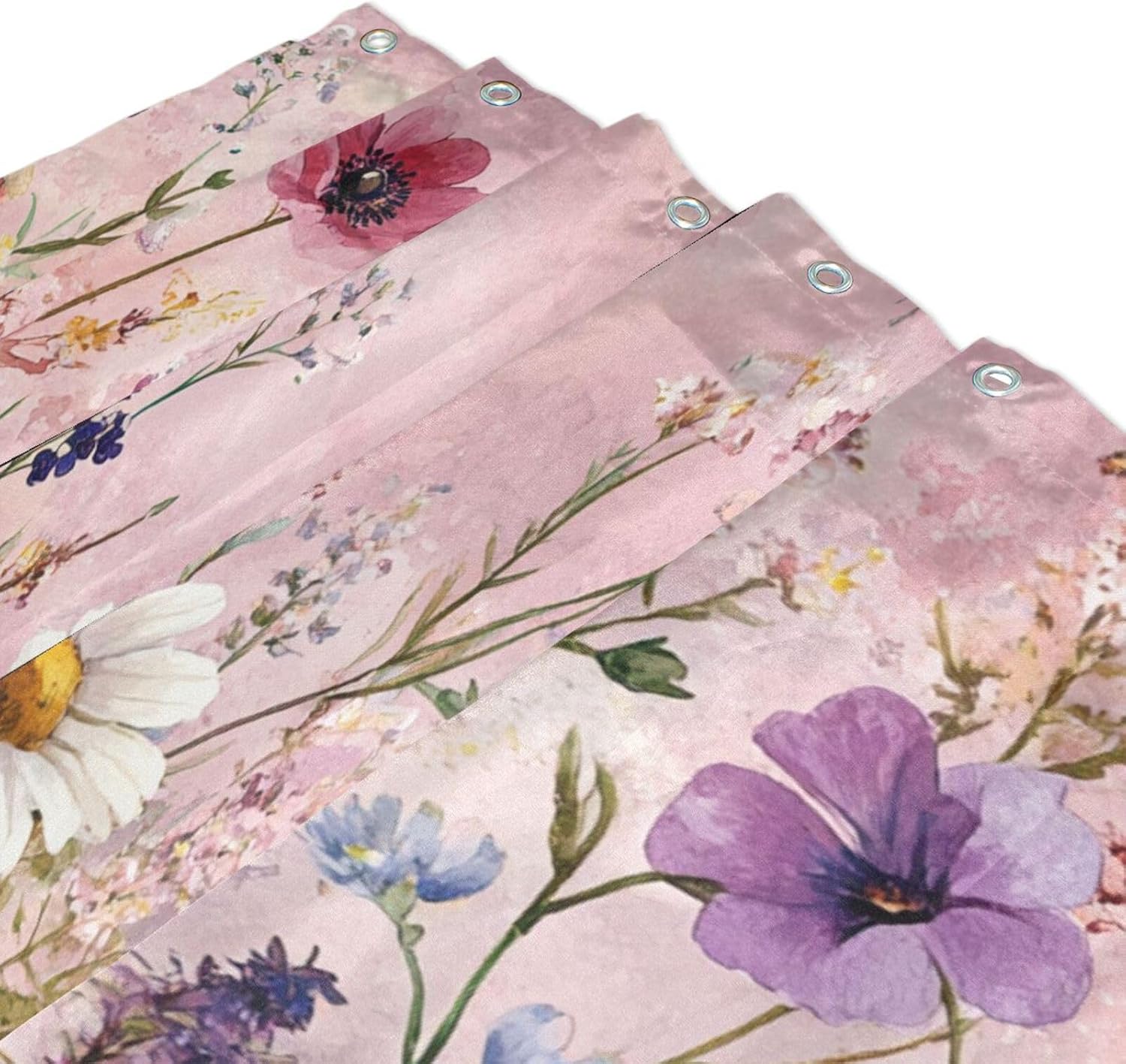 66x72 Inch Waterproof Fabric Bath Curtains with Hook Autumn Flowers Vintage Polyester Resistant Washable Shower Curtain Liners for Bathtub