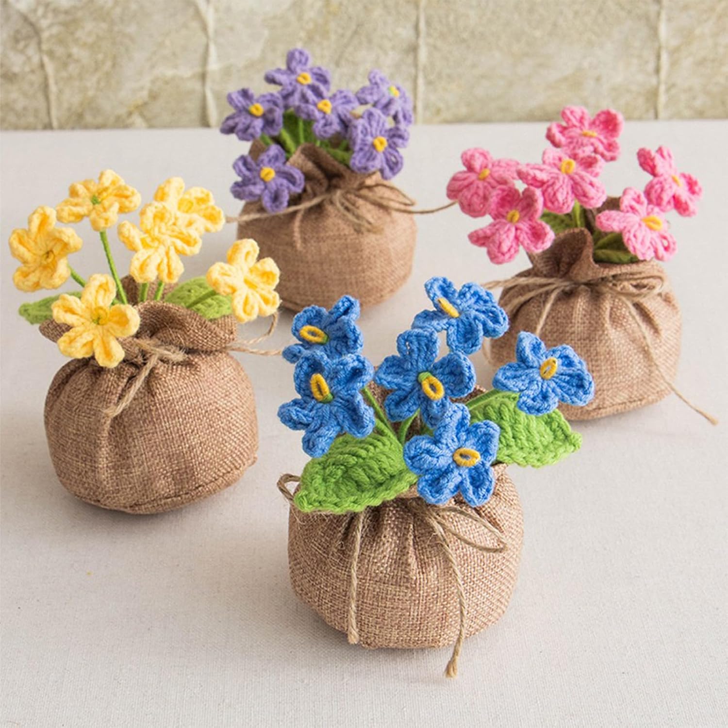 Crochet Sun Flowers Potted Flower, Handmade Knitted Sun Flores Birthday Gifts for Women/Mom/Grandparent, Valentines, Christmas,Positive Boho Crocheted Flower for Office Desk Decor - Image 5