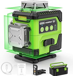 Laser Level 4 x 360° High Brightness Self Leveling with LCD Screen | Digital Angle Screen Plus Mode Rechargeable 4D Laser Level for Construction and Picture Hanging, Hard Carry Case -Y04CG