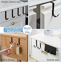 Vista 2 de Gancho para colocar sobre el gabinete, 8 piezas sobre la puerta, gancho negro para puerta de gabinete, ganchos de acero inoxidable para armario