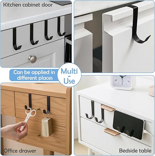 Miniatura 7 de 8 ganchos para colocar sobre el gabinete, para colgar sobre la puerta, para colgar en la puerta del gabinete, color blanco, ganchos de acero