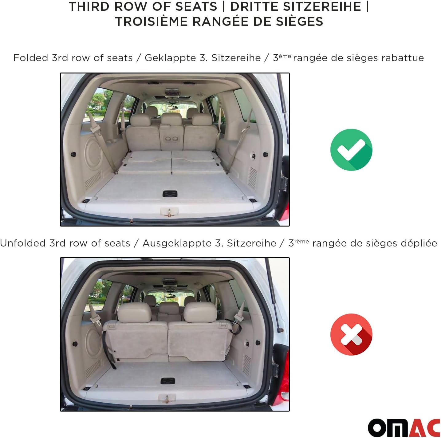 OMAC Premium Cargo Mats Liner for Mercedes GLS Class X166 7 Seat 2017-2019