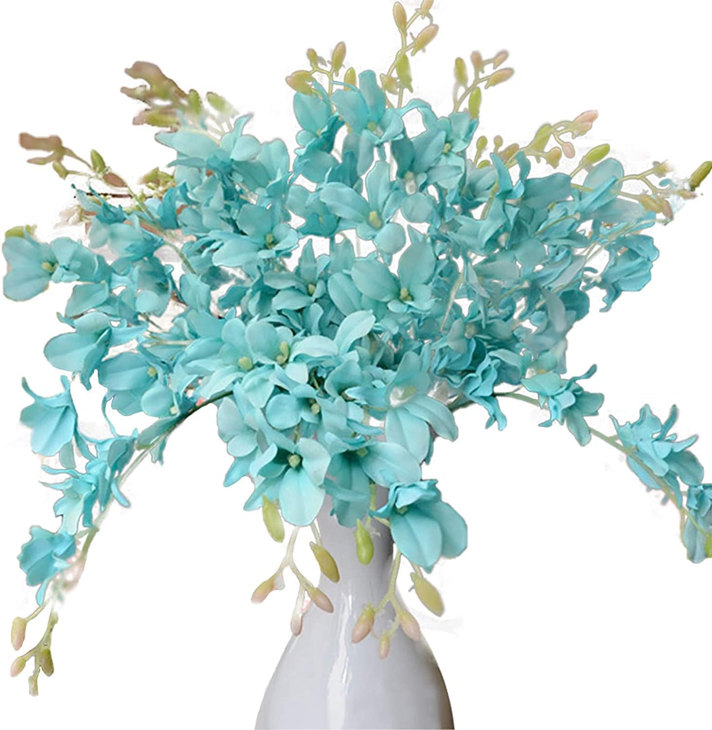 10 Pack Artificial Orchid Flowers, Fake Dancing Lady Orchid Butterfly Flower for Wedding Home Office Party Hotel Restaurant Patio or Yard Decoration (Blue)