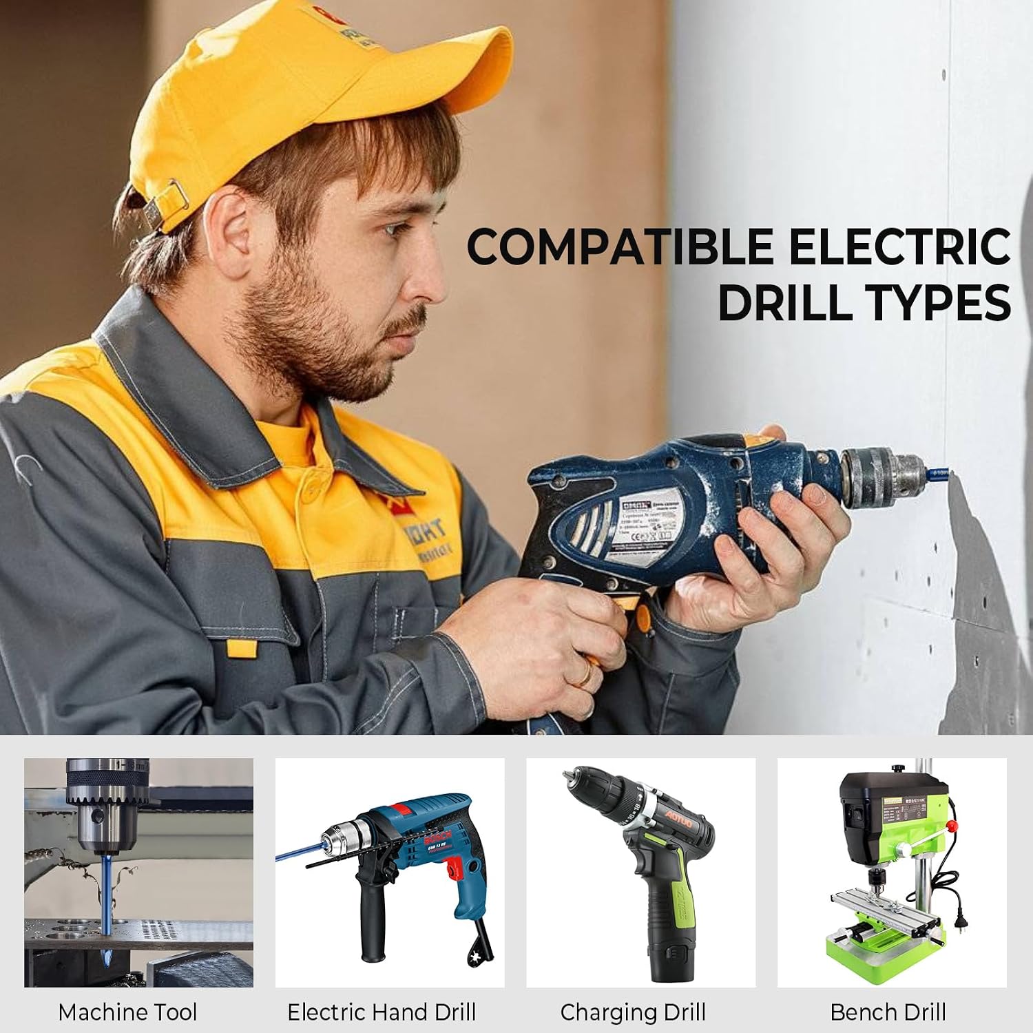 1/4 Inch Glass Concrete Drill Bit 10pc Set, Masonry Drill Bit Set, Alloy Tile Drill Bits for Ceramic, Brick, Plastic, Wall and Wood