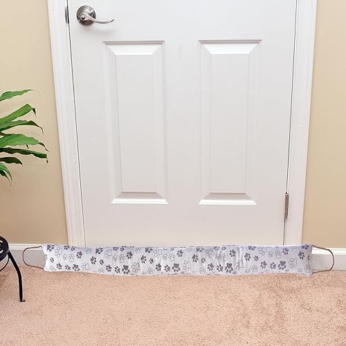 Miniatura 3 de Roe & Moe Tope de tiro con estampado de patas para puerta, parte inferior de la puerta, bloqueador de aire frío/caliente, reductor de ruido,