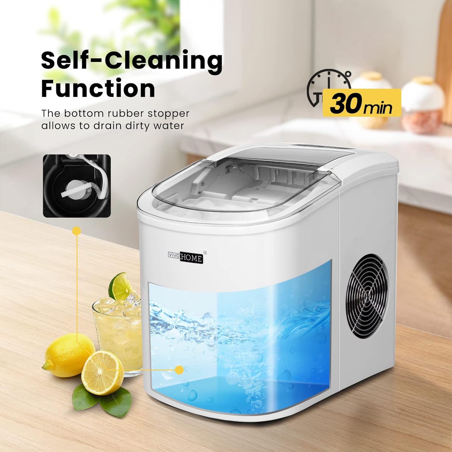 VIVOHOME Electric Portable Compact Countertop Automatic Ice Cube Maker Machine 27lbs/Day White and Electric 4 Blades Ice Crusher Shaver Snow Cone Maker Machine Silver 210lbs/hr
