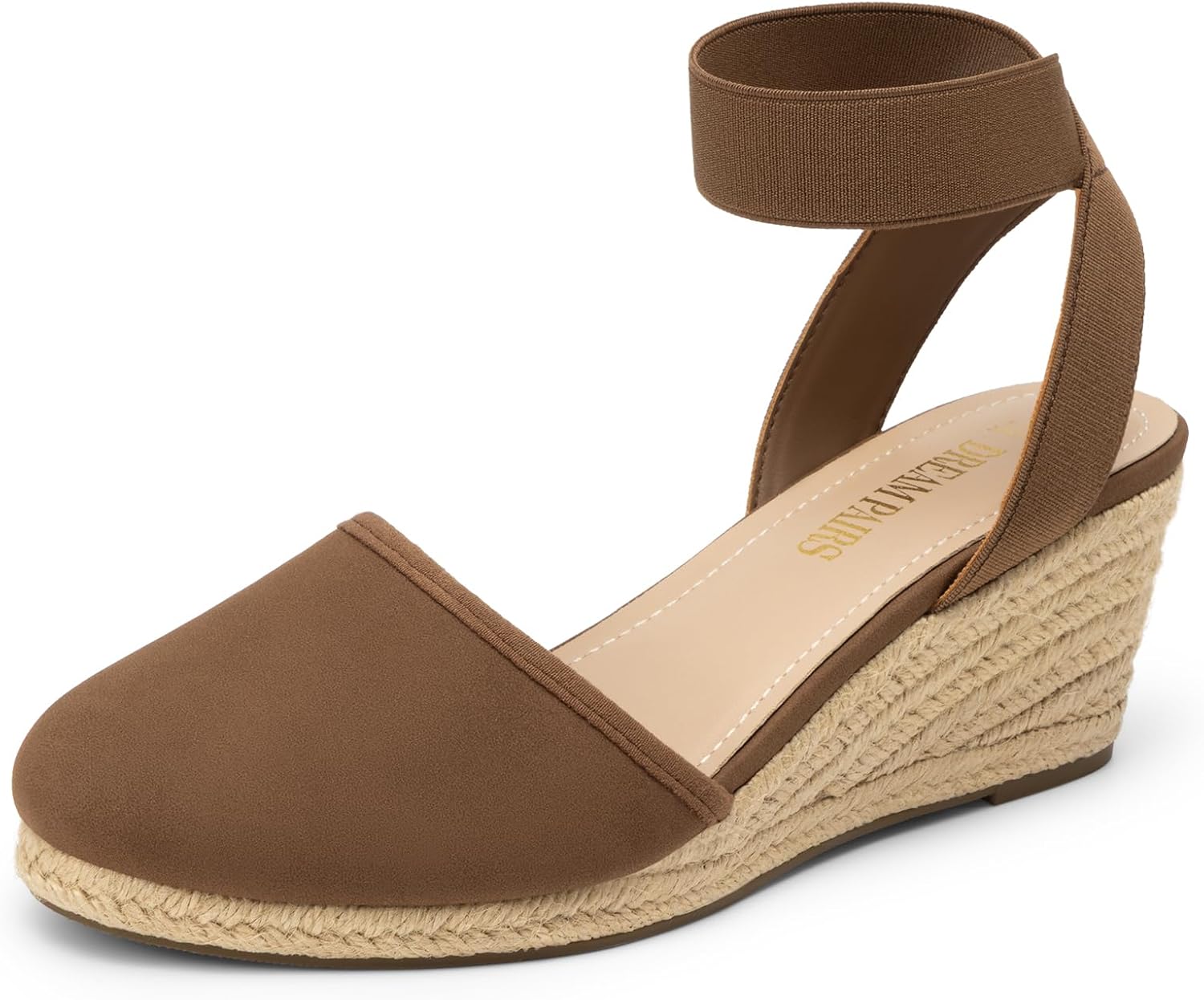 DREAM PAIRS Women's Elastic Ankle Strap Espadrilles Wedge Sandals