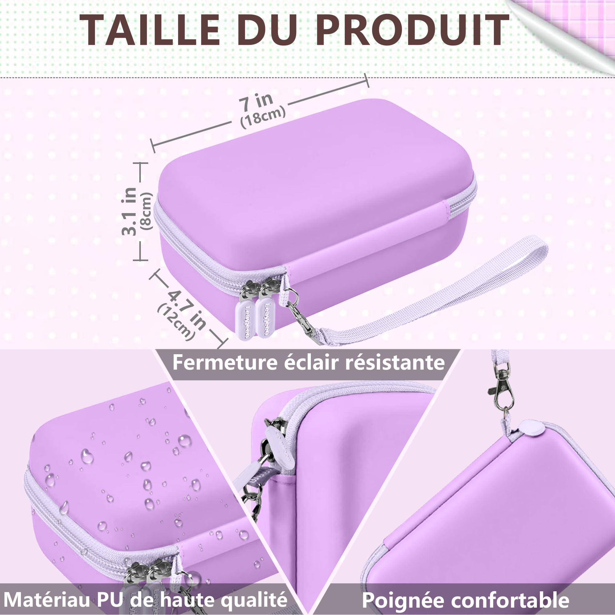 Leayjeen Étui Appareil Photo Instantané Compatible avec ASTGMI/HiMont/TIATUA, avec Bandoulière et Dragonne(Étui Uniquement) Violet