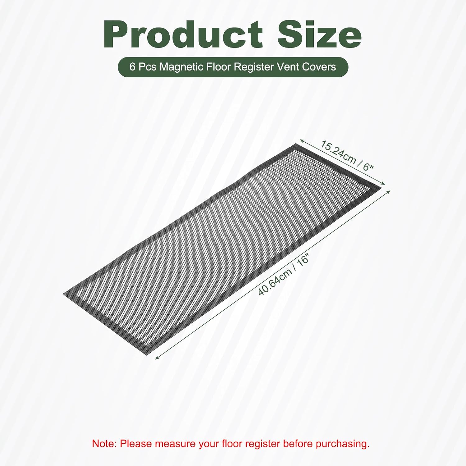 YOKIVE 6 Pcs Magnetic Floor Vent Covers, Floor Register Cover PVC Mesh Air Vent Screen Filters, Great for Home Floor, Wall, Ceiling, Catch Debris Hair Dust (Black, 16-Inch x 6-Inch)