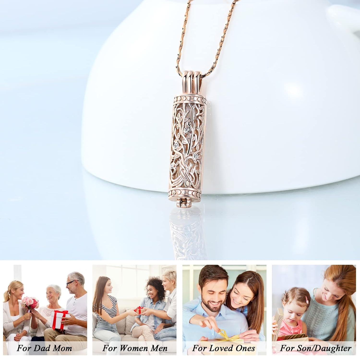 Imrsanl Cremation Jewelry Urn Necklace for Ashes Pendant with Hollow Glass Vial Cylinder Cremation Keepsake Memorial Lockets Ashes Holder for Women Men Pet - Image 6