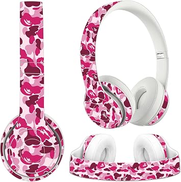 Sticker Cover Compatible with Beats Solo 3, Pink Camo - Headphone Stickers