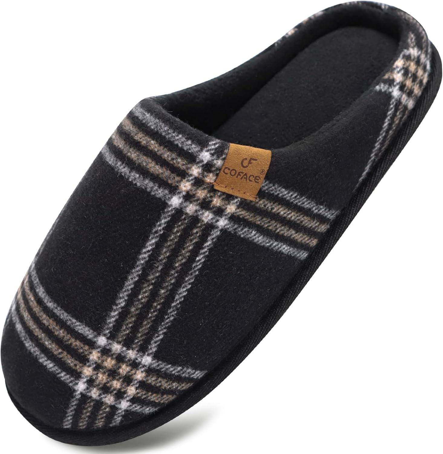 COFACE Mens Memory Foam House Slippers Slip On Cozy Scuff Shoes Indoor/Outdoor with Arch Support Size 7-15