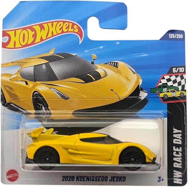 Hot Wheels 2020 Koenigsegg Jesko HW Race Day 5/10 (125/250) HYY66 Short Card 2025 + Protector Short Card