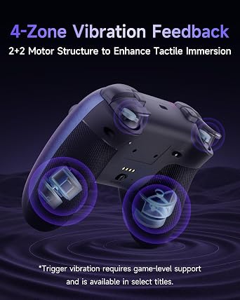 EasySMX X05Pro Wireless Controller for PC Ergonomic Skin-Like Grip, Quiet-Touch Low-Noise Buttons, Dual-Mode Impulse Triggers, Hall Joysticks, 2 Programmable Buttons, RGB, 1000mAh Battery PC/Switch/Android/iOS