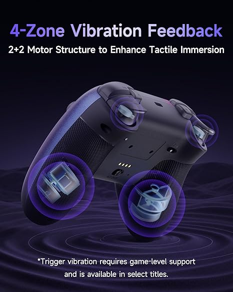 EasySMX X05Pro Wireless Controller for PC Ergonomic Skin-Like Grip, Quiet-Touch Low-Noise Buttons, Dual-Mode Impulse Triggers, Hall Joysticks, 2 Programmable Buttons, RGB, 1000mAh Battery PC/Switch/Android/iOS