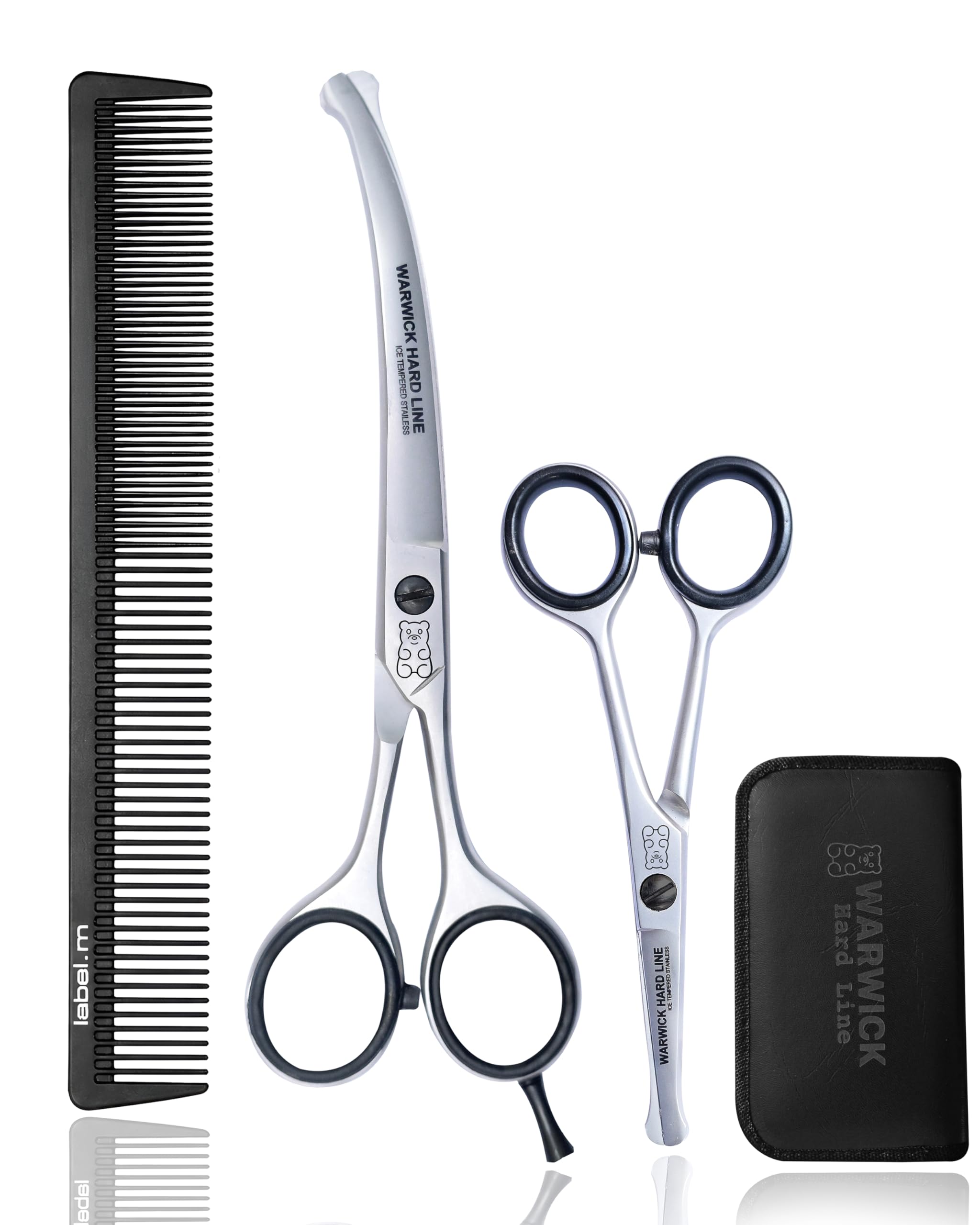 Professional Dog Grooming Scissors Set 6.5" Pet Grooming Scissors for Dogs, Cats, Rabbit & All Pets, Stainless Steel Curved Scissor with safty Round tip (2 Pieces Set 6.5 & 4.5 Inches)