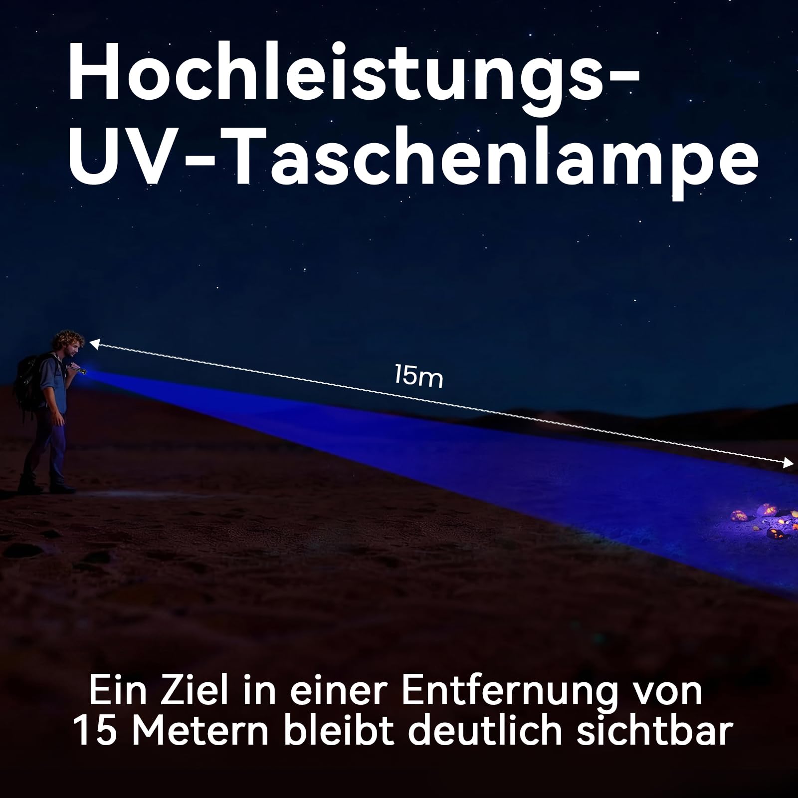 Sofirn SR15 UV Taschenlampe 365nm, UV Lampe Schwarzlicht Taschenlampen Aufladbar, IPX8 wasserdicht für Mineralien, Bernsteinsuche, Haustierurin-Erkennung, Harz, Reisen, Professionelle Inspektion