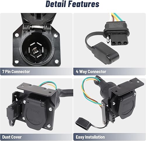 Miniatura 6 de Oyviny Arnés de cableado de remolque plano de 4 vías y RV de 7 vías para Nissan Frontier 2005-2025/Nissan Xterra 2005-2015/Suzuki Equator 2009-2012,