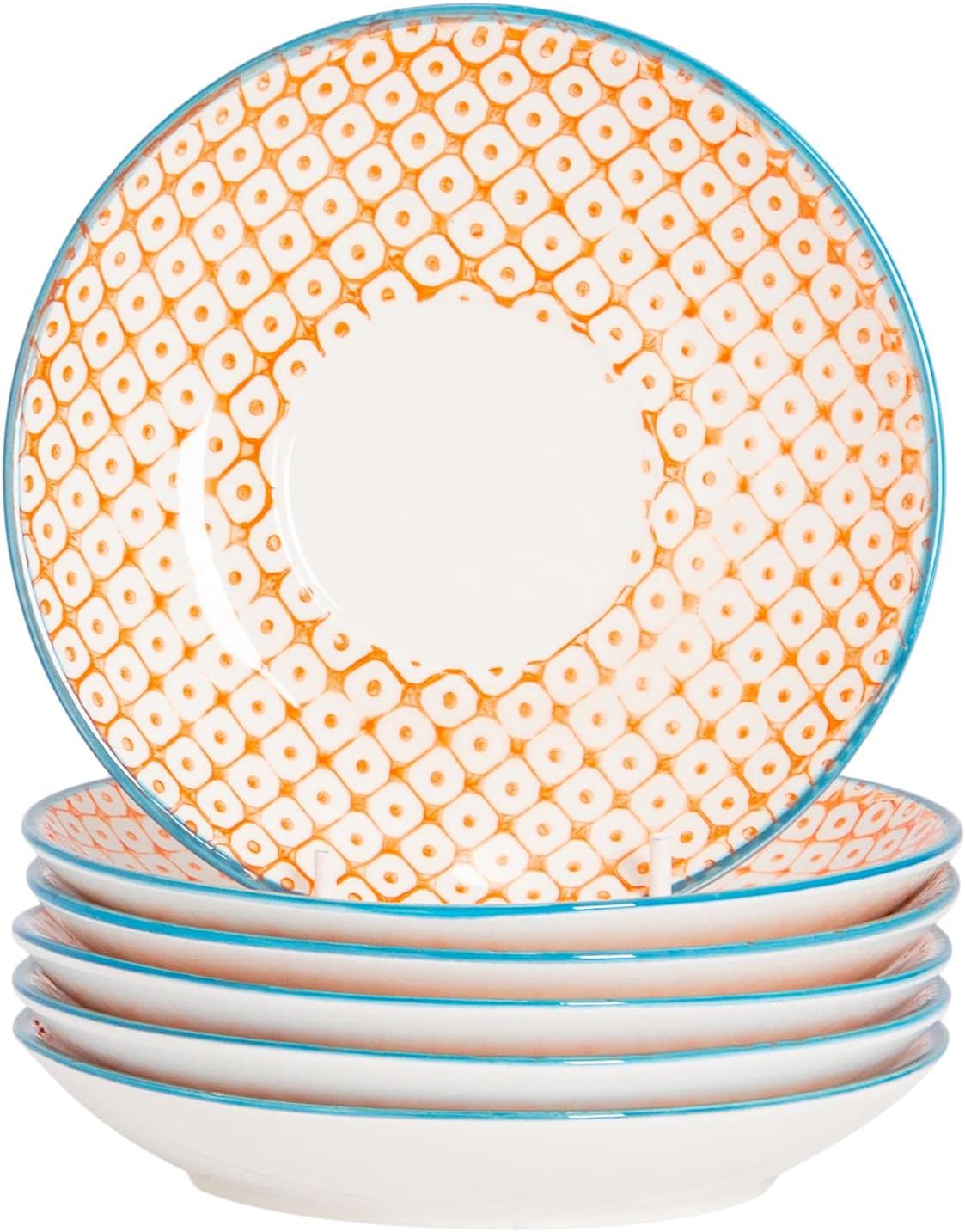 Nicola Spring Hand Printed Cappuccino Saucers - 14.5cm - Orange - Pack ...