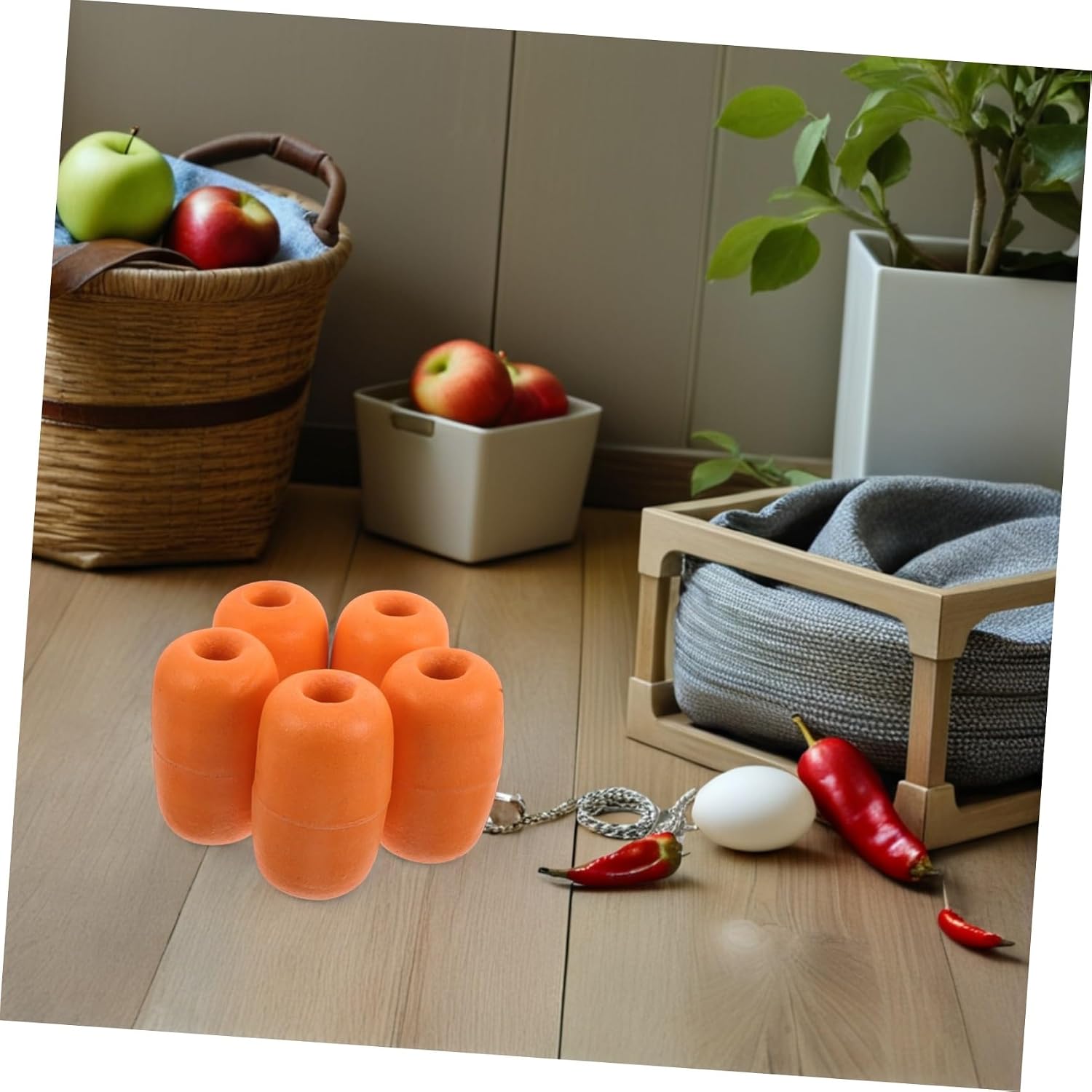 Alasum 6pcs Oval Orange PVC Fishing Netting Buoy Floats with Rope for Crab Trap Dock Marker Pool Kayak Water Fishing Buoy Accessories