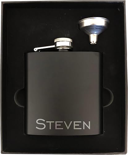 Miniatura 2 de Frasco grabado personalizado de acero de 6 onzas con nombre de texto personalizado, regalo de boda, padrinos de boda (solo flash)