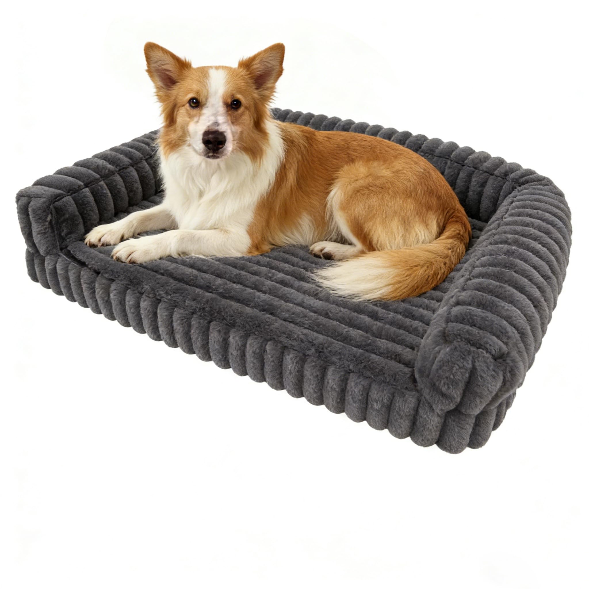 wowohpet Waterproof Orthopedic Dog Bed for Medium Dogs, Medium Non-Slip Pet Beds with Sides, Egg-Crate Memory Foam Dog Couch for Crate Removable Washable Cover, Grey