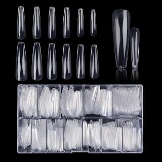 Kalolary Extra Long Ballerina Nail Tips, 480PCS Extra Long Nail Tips Full Cover French False Nail Acrylic Fake Nail Tips with Box, for Nail Salon DIY, Acrylic Nails Extension