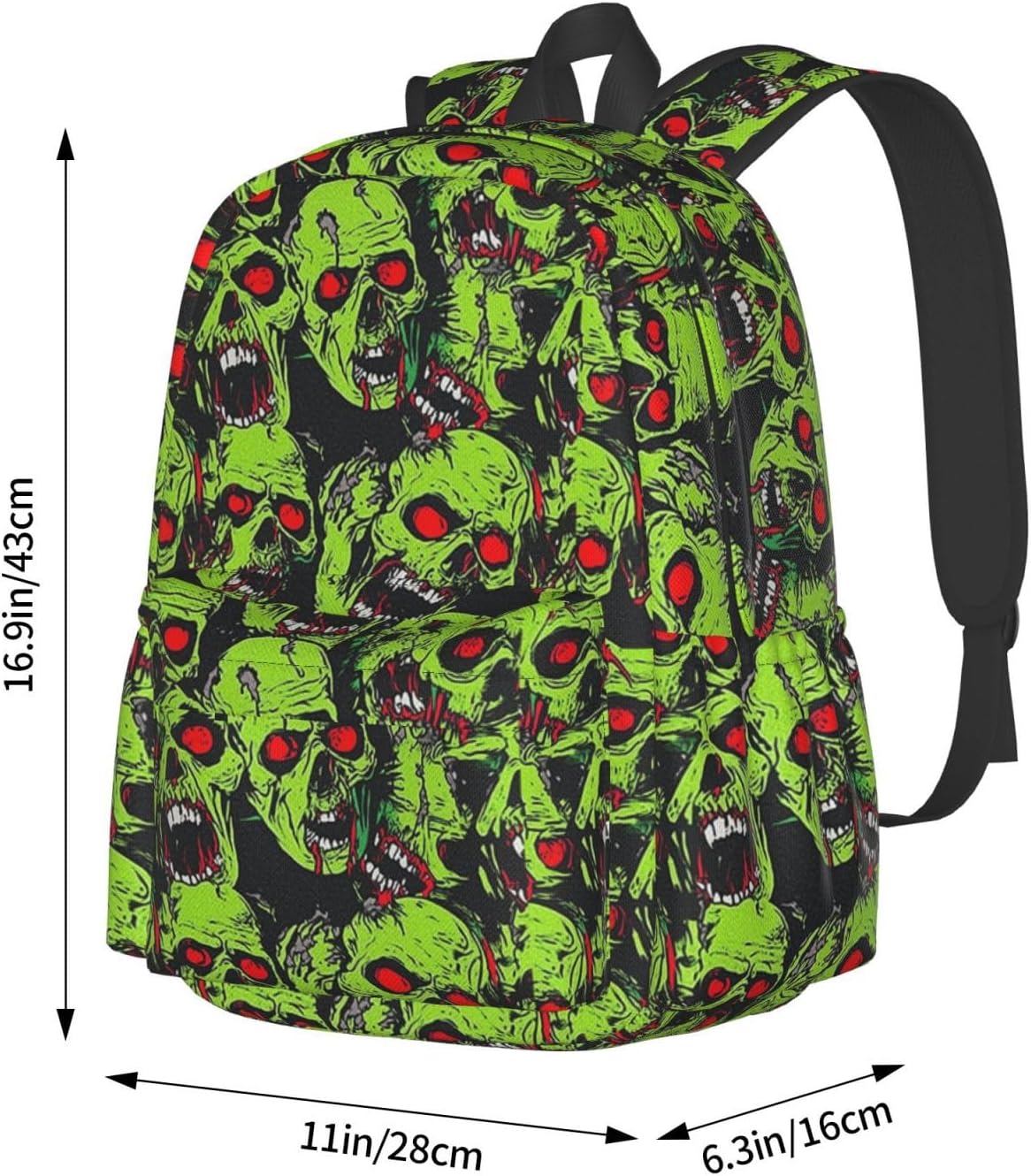Green Skull Kids Backpack Large Capacity Teenager School Bag Casual Backpacks For Children Boys Girls - Image 5