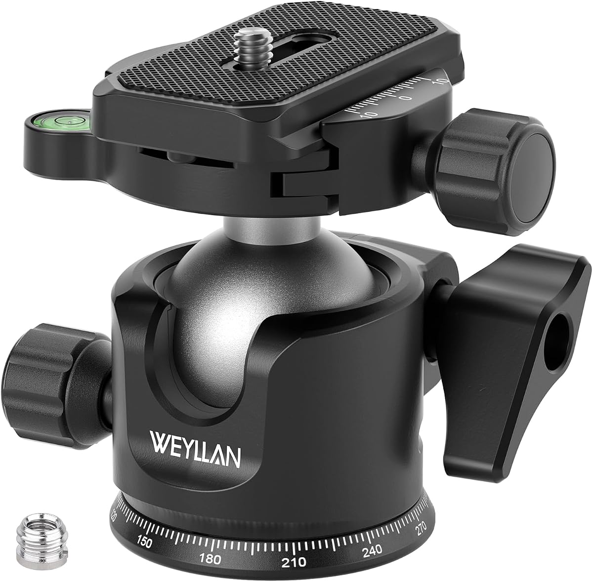 Low Profile Ball Head - 36mm Metal Panoramic Camera Mount With Arca 1/4'' Quick Release Plate for Tripod Monopod - Max Load 33lbs/15kg