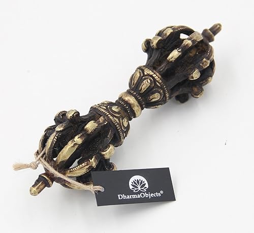 Miniatura 3 de Tibetano Budista Vajra Latón) Thunderbolt Nueve radios Dorjee/Dorji (5.5 inches)