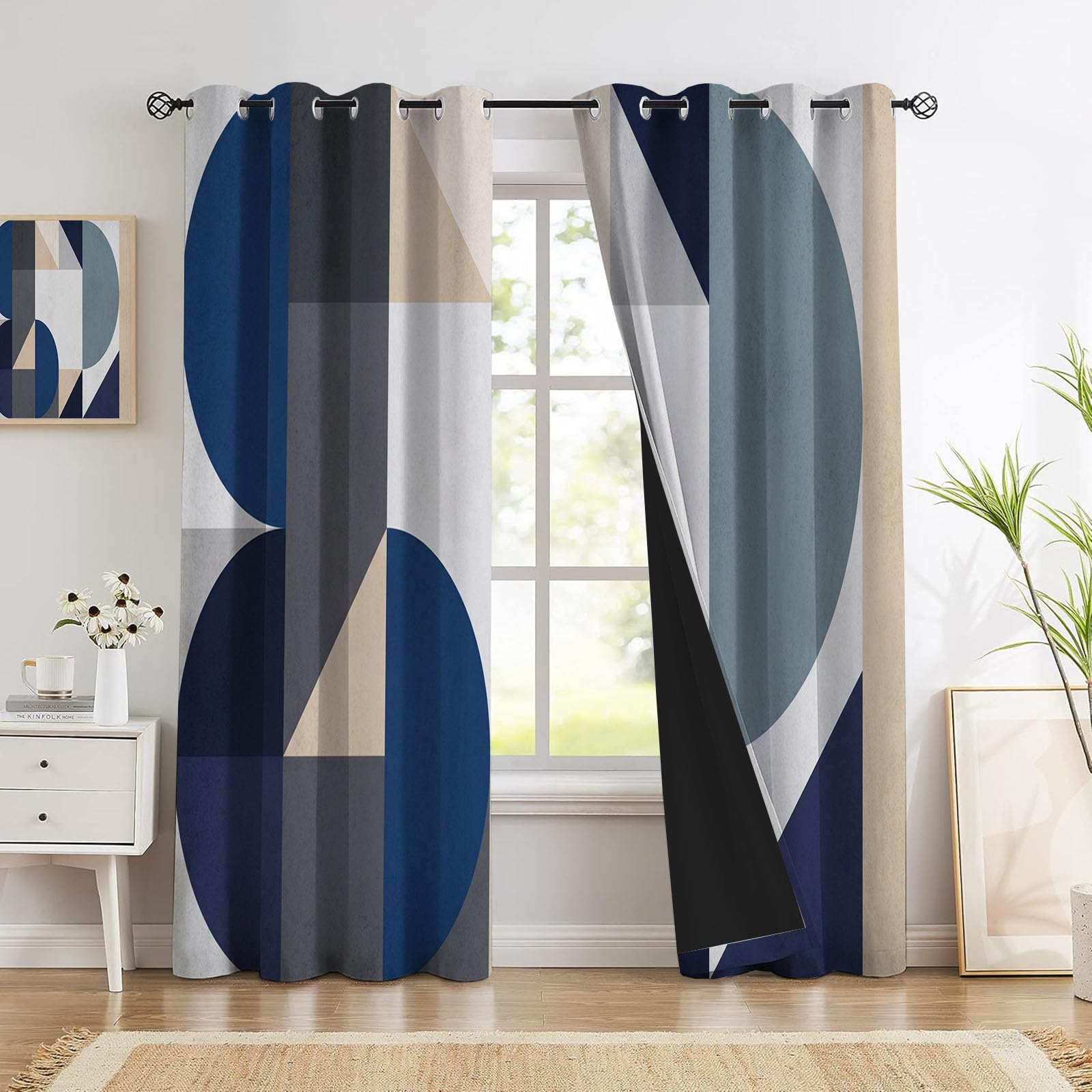 Rideau occultant et isolant thermique bleu 140x225cm pour salon