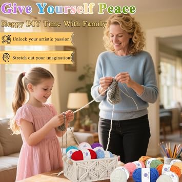 Reessy Crochet Yarn Set 250g(10 × 25g), Multi-Coloured Knitting Wool
