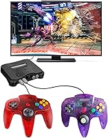 Vista 5 de ZeroStory Classic N64 Controller, Wired N64 Controller Upgraded Joystick for N64 Video Game Console (Transparent Red and Transparent Purple)