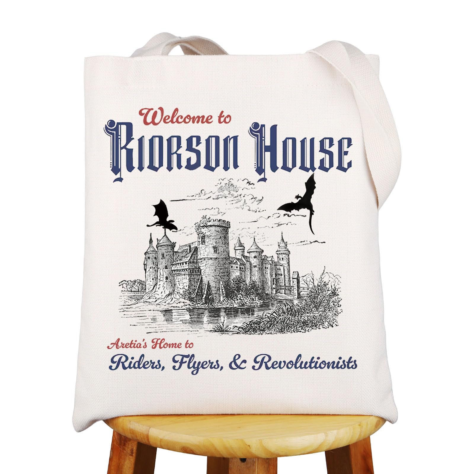 JNIAP Xaden Riorson House Tote Bag Fantasy Dragon Book Reader Gifts Welcome To Riorson House Dragons Lover Shoulder Bag