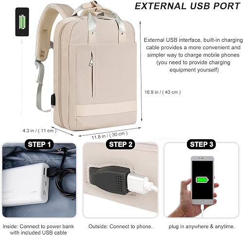 Miniatura 2 de Seekvigor Travel Laptop Backpack for Women156 Inch Work Backpack 20L Smart Backpack with Laptop Compartment for Travel Everyday Work or CollegeBeige