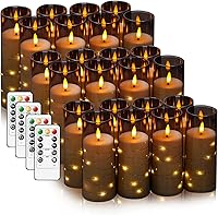 Vista 8 de Velas LED sin llama con temporizador de 5 piezas, velas parpadeantes sin llama para ambiente romántico y decoración del hogar, carcasa acrílica