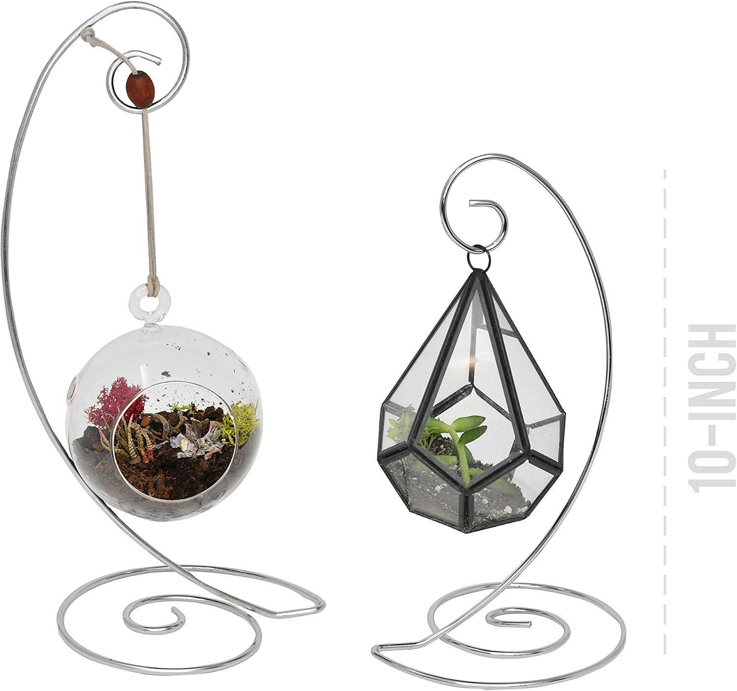 Home-X Spiral Ornament Stand. 10 inch. Chrome