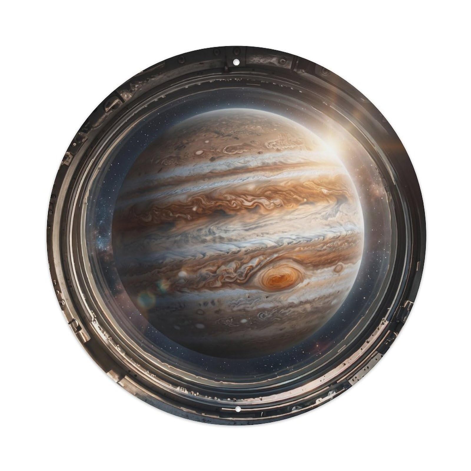 Metal Tin Sign Giant Planet Storm from Space Station Porthole