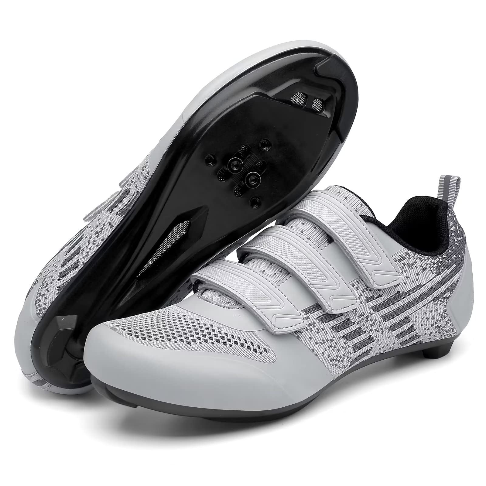 Męskie damskie buty rowerowe kompatybilne z Peloton Mountain Road Bike i SPD Look Delta Cleats idealne do butów do jazdy na rowerze z klipsem, do użytku wewnątrz i na zewnątrz, A Szary, 46/47 EU