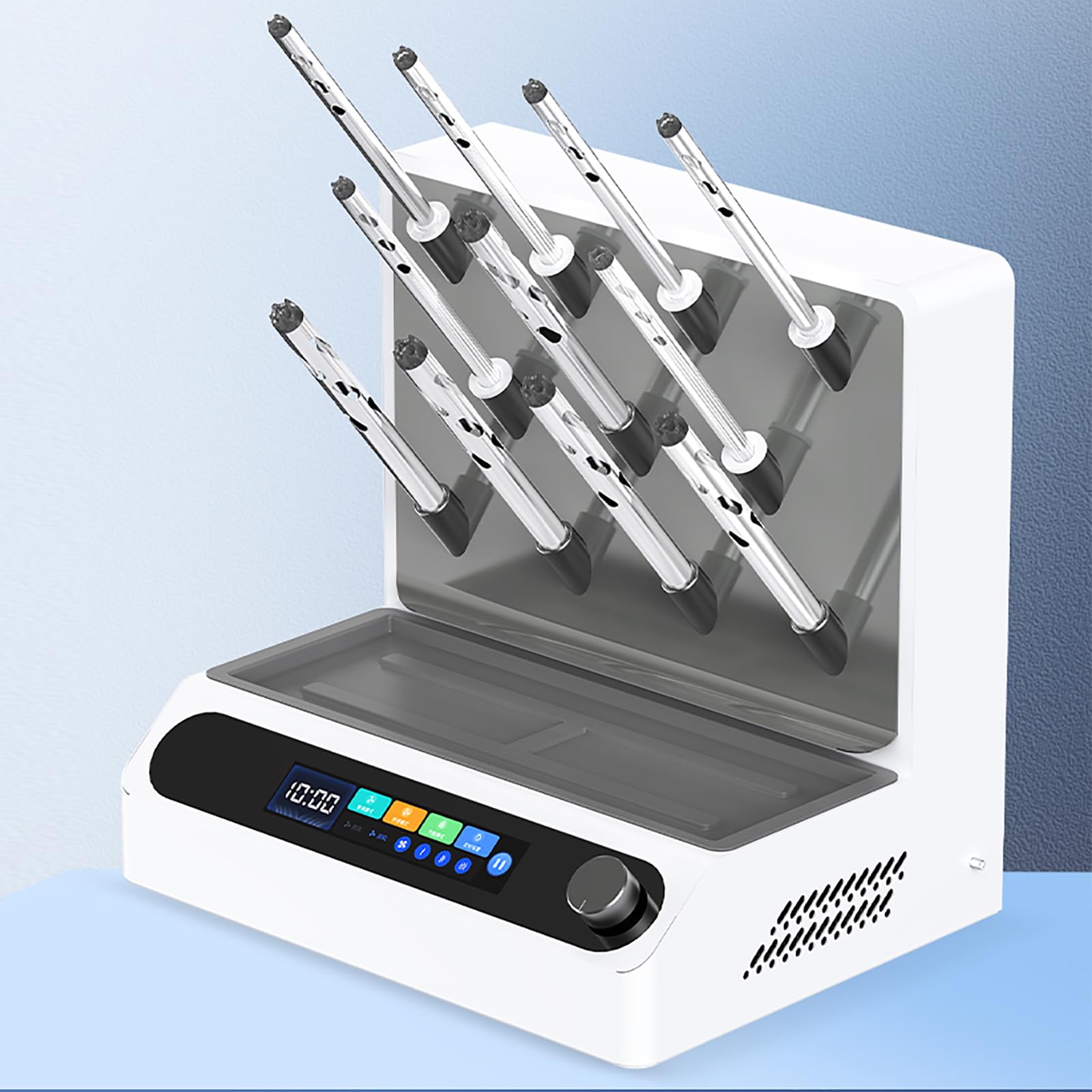 Essiccatore per vetreria da laboratorio per provette e bicchieri, 11 tubi di essiccazione, 300-5000 giri/min, 3 modalità di riscaldamento, protezioni multiple di sicurezza