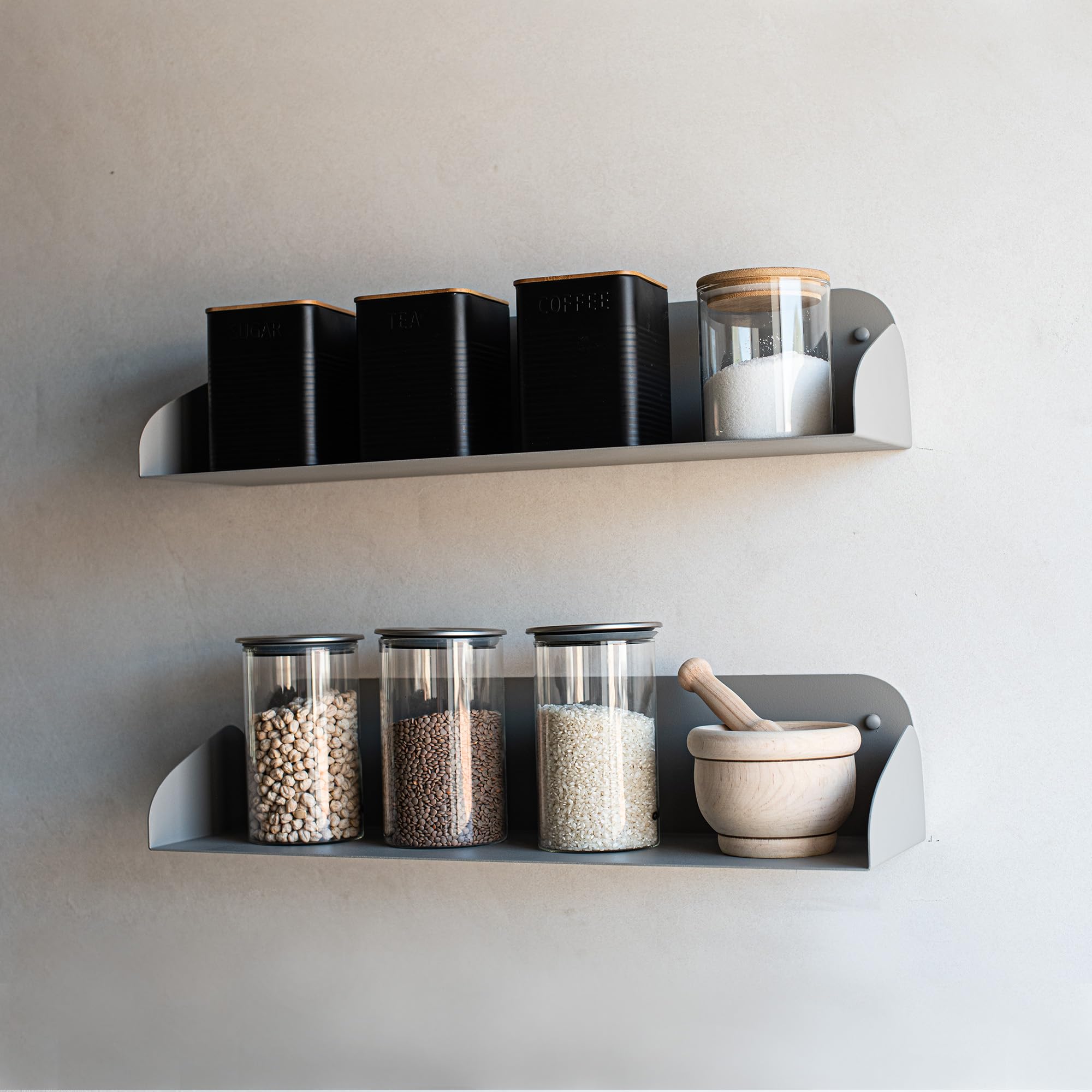 FIFITARA Wandregal 100cm - Stahlregal Schwarz Matt Für Wohnzimmer & Küche