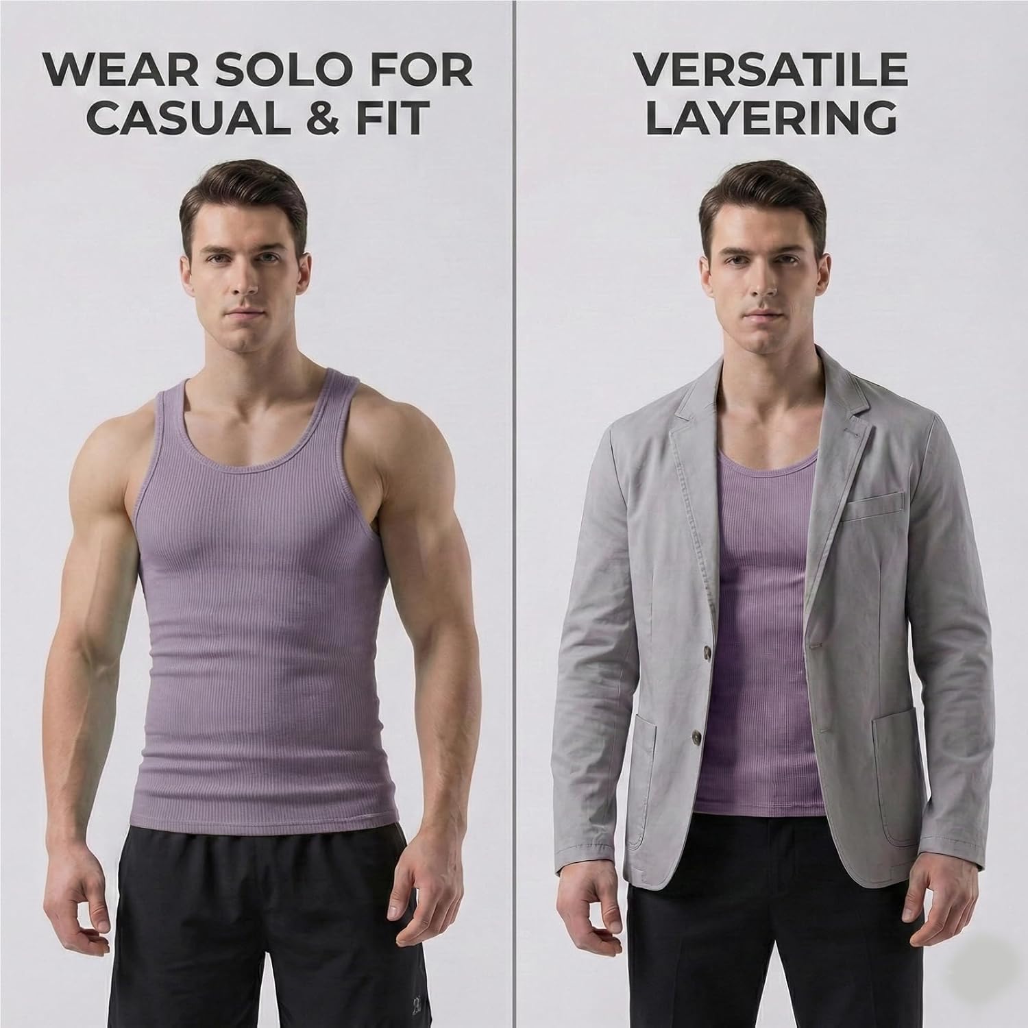 TrailTech Men's Ribbed Tank Tops Knit Casual Sleeveless Workout Muscle T Shirt Gym Undershirts Beach Tank - Image 4