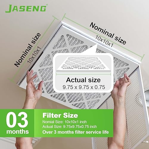 Miniatura 3 de Paquete de 4 filtros de aire para horno de 10 x 10 x 1, filtrado MERV 8 MPR 600 y FPR 5, reemplazo del filtro de aire HVAC (dimensiones exactas 9 34