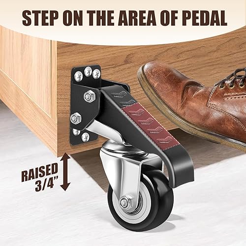 Miniatura 6 de SPACECARE Juego de ruedas para banco de trabajo, 600 libras, de liberación rápida, 2 opciones de montaje, ruedas retráctiles, ruedas ajustables de