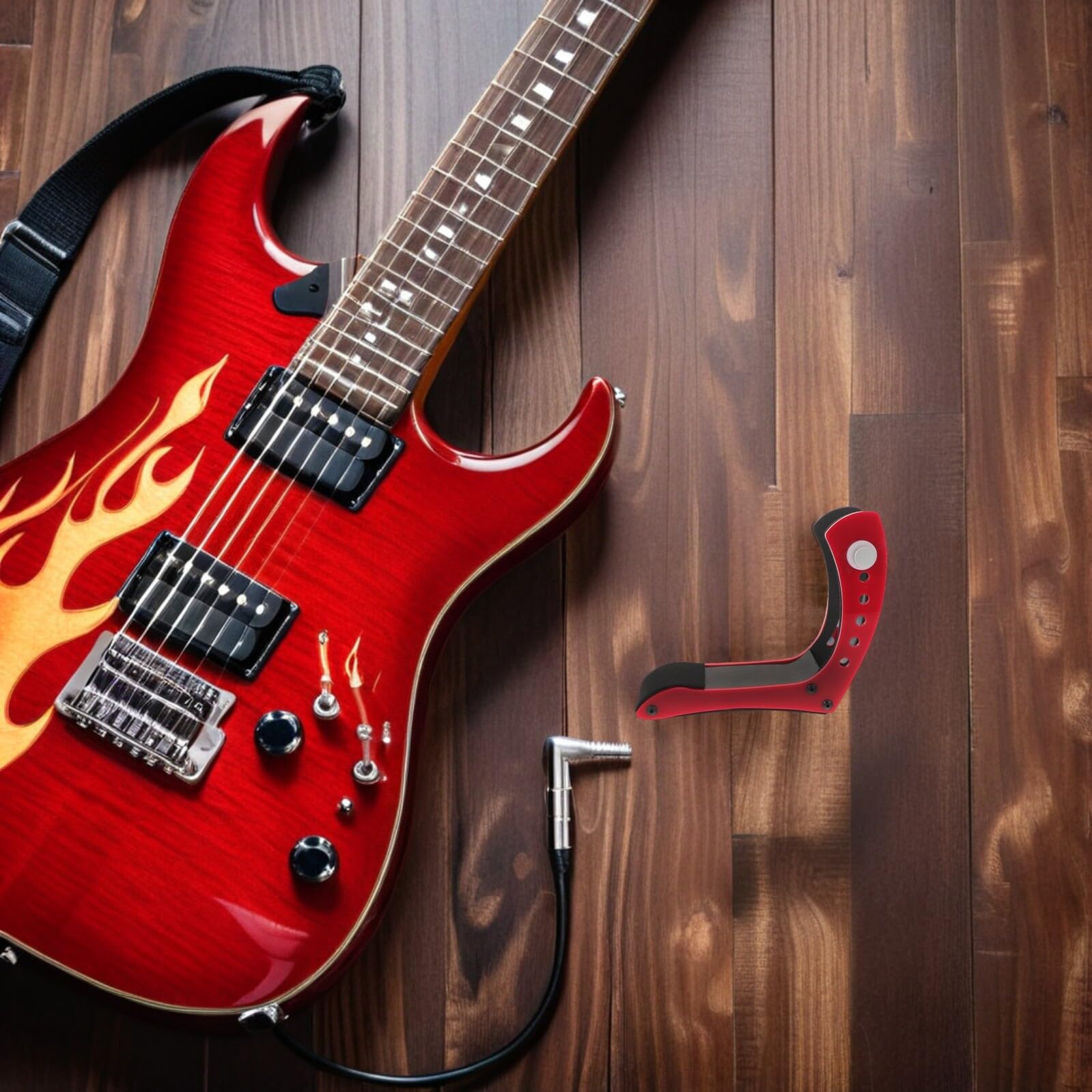 SUPVOX Supporto Regolabile per Gambe Chitarra Elettrica con Imbottitura in Spugna Rossa, Poggia Chitarra Ergonomico per Musicisti Professionisti, Stabile e Portatile per Prove e Concerti